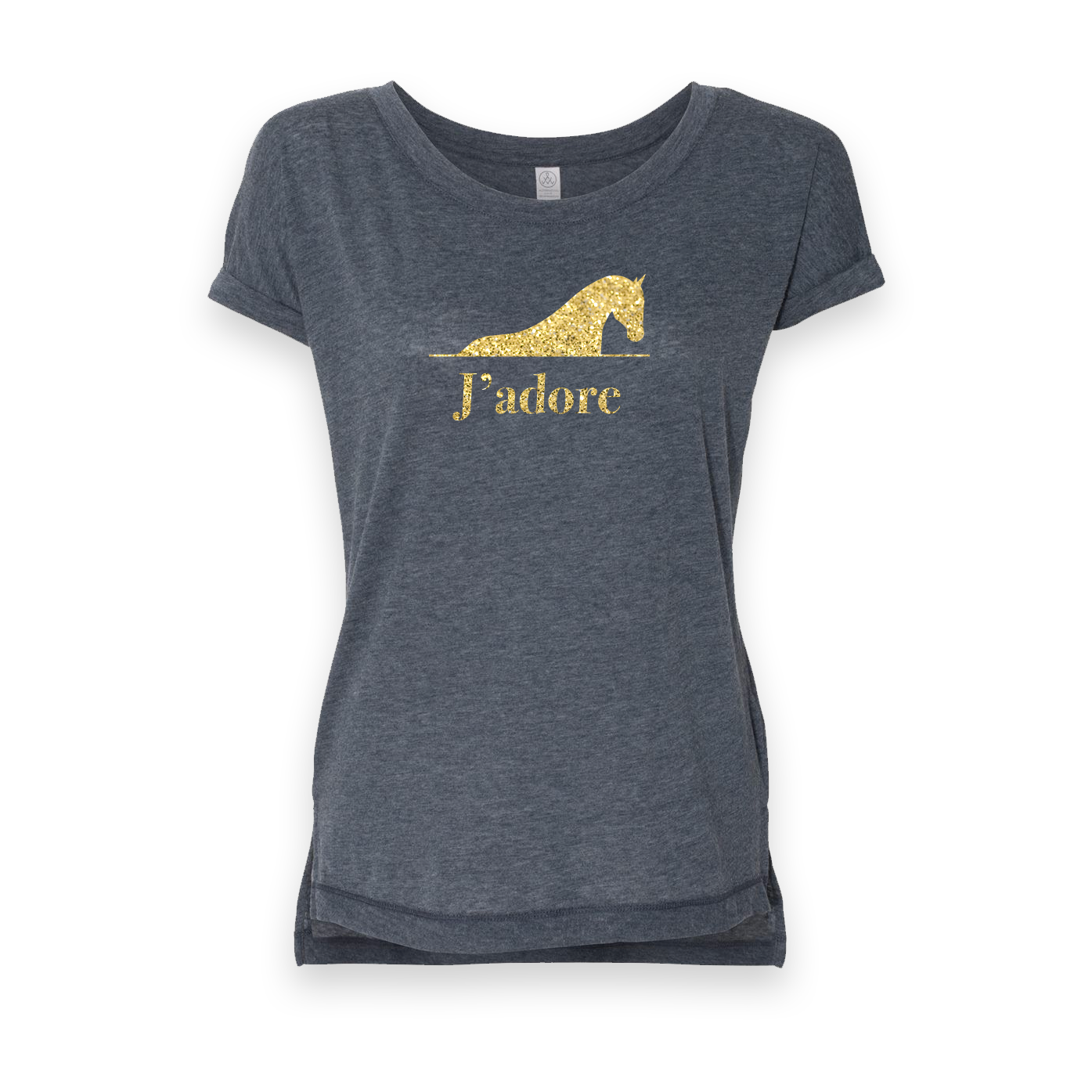 Retiring J'adore - Gold Glitter Print - T-shirt Women's - Tidal Blue