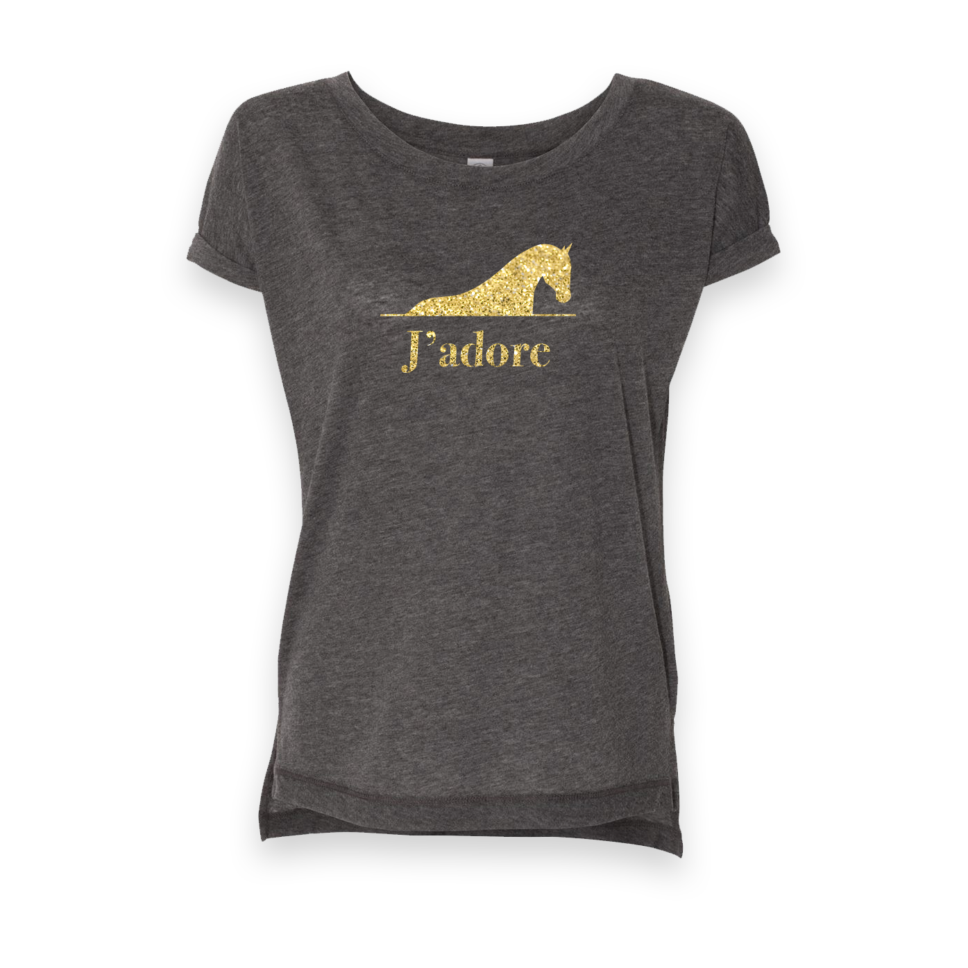 Retiring J'adore - Gold Glitter Print - T-shirt Women's - Grey Caviar