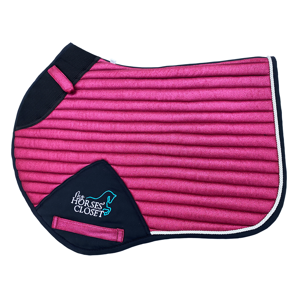 Glitter Mesh Sparkly Jumping Saddle Pad Hot Pink Fushia