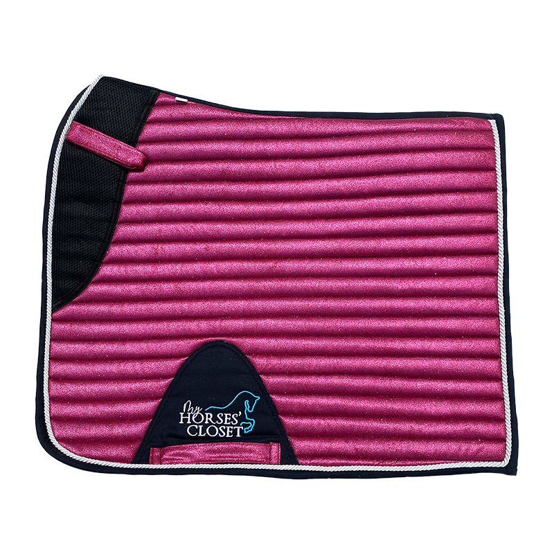 Glitter Mesh Sparkly Dressage Saddle Pad Hot Pink