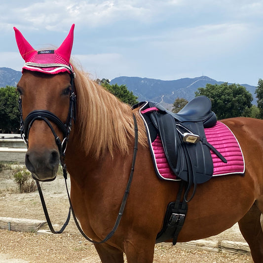 Glitter Mesh Sparkly Dressage Saddle Pad Hot Pink