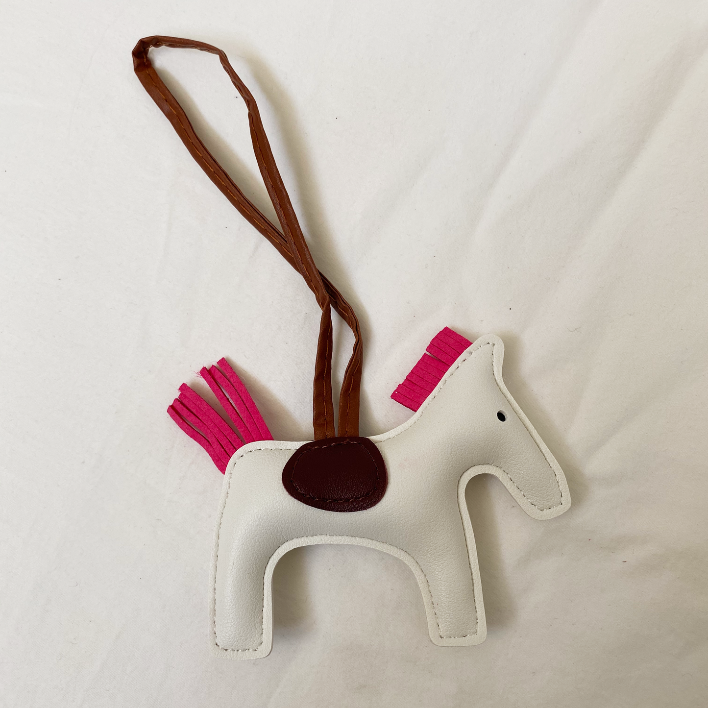 Rodeo Drive Leather Charm Keychain - White