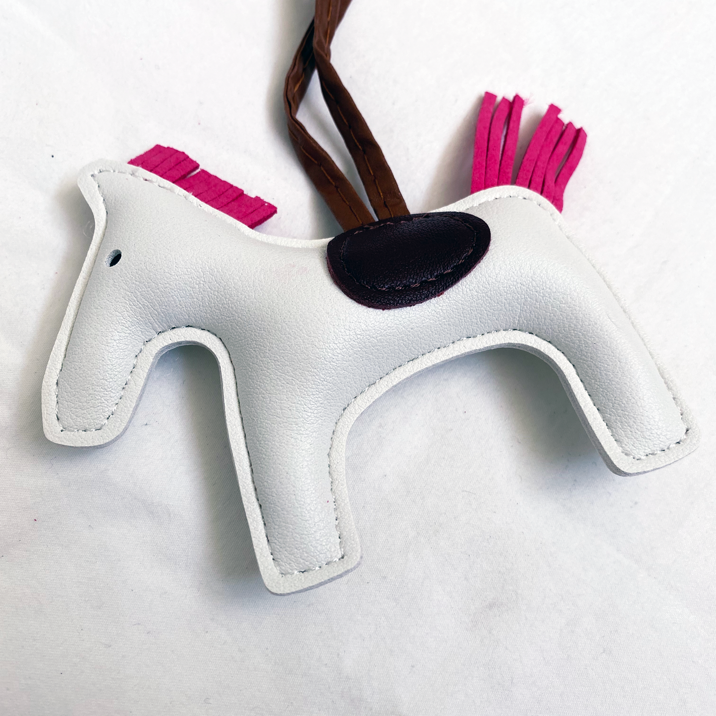 Rodeo Drive Leather Charm Keychain - White