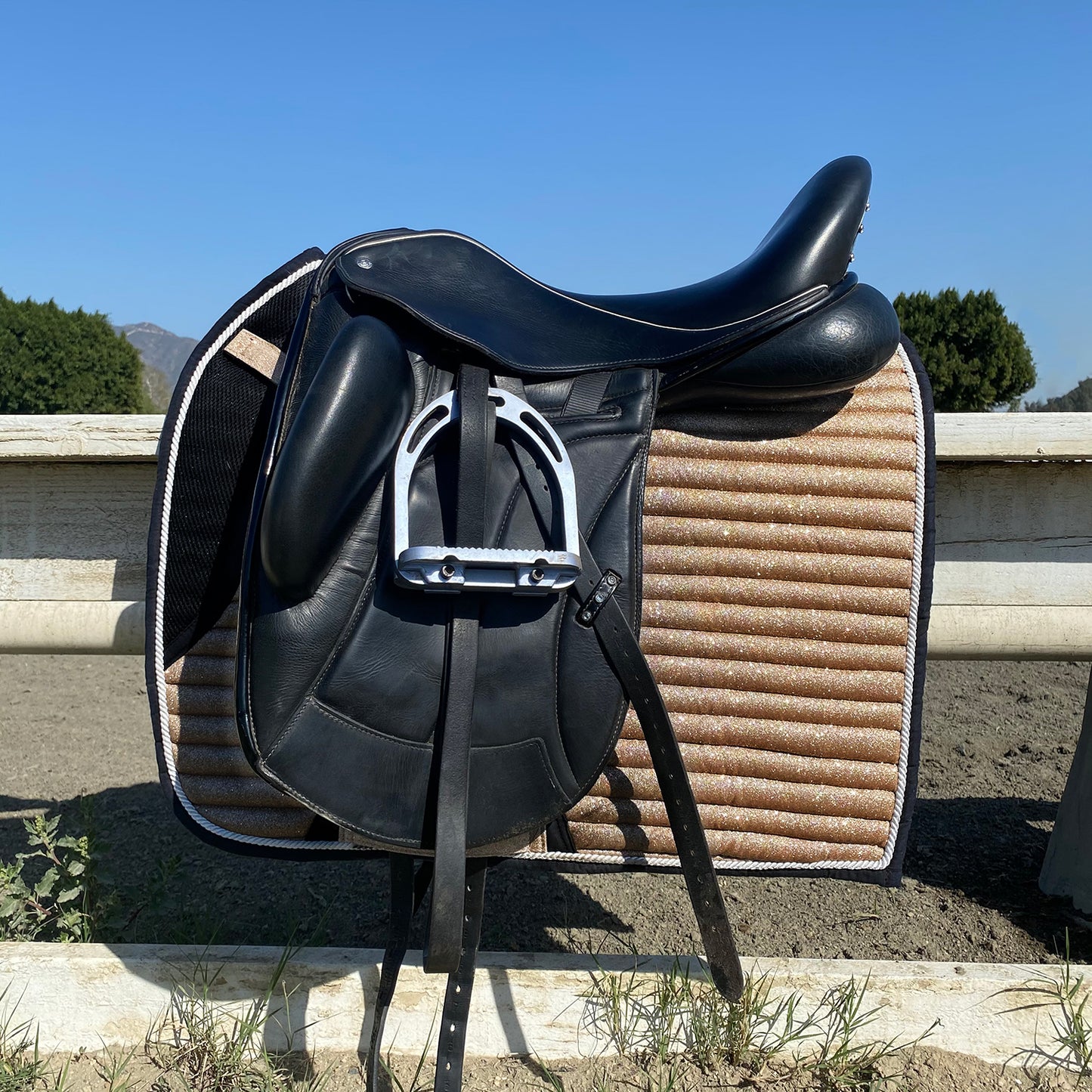 Glitter Mesh Dressage Saddle Pad Champagne Gold