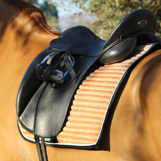 Glitter Mesh Sparkly Dressage Saddle Pad Rose Gold