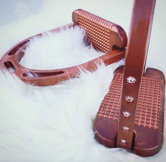 π Retiring -  Alu Stirrups with Crystals Copper Brown