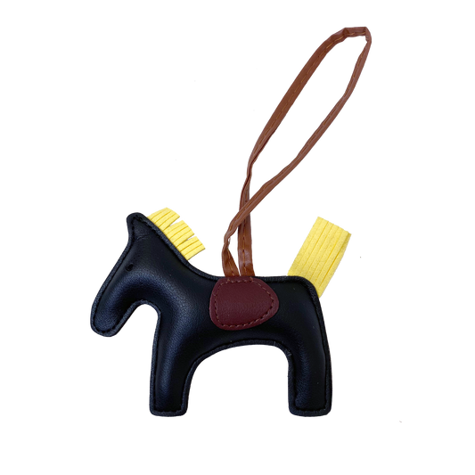 Rodeo Drive Leather Charm Keychain - Black