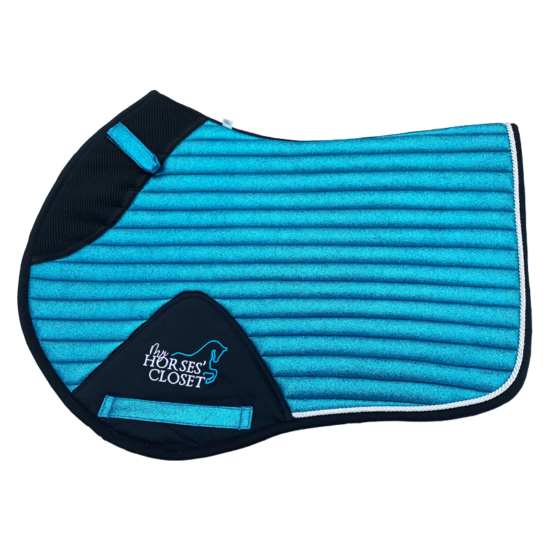 Glitter Mesh Sparkly Jumping Saddle Pad Turquoise