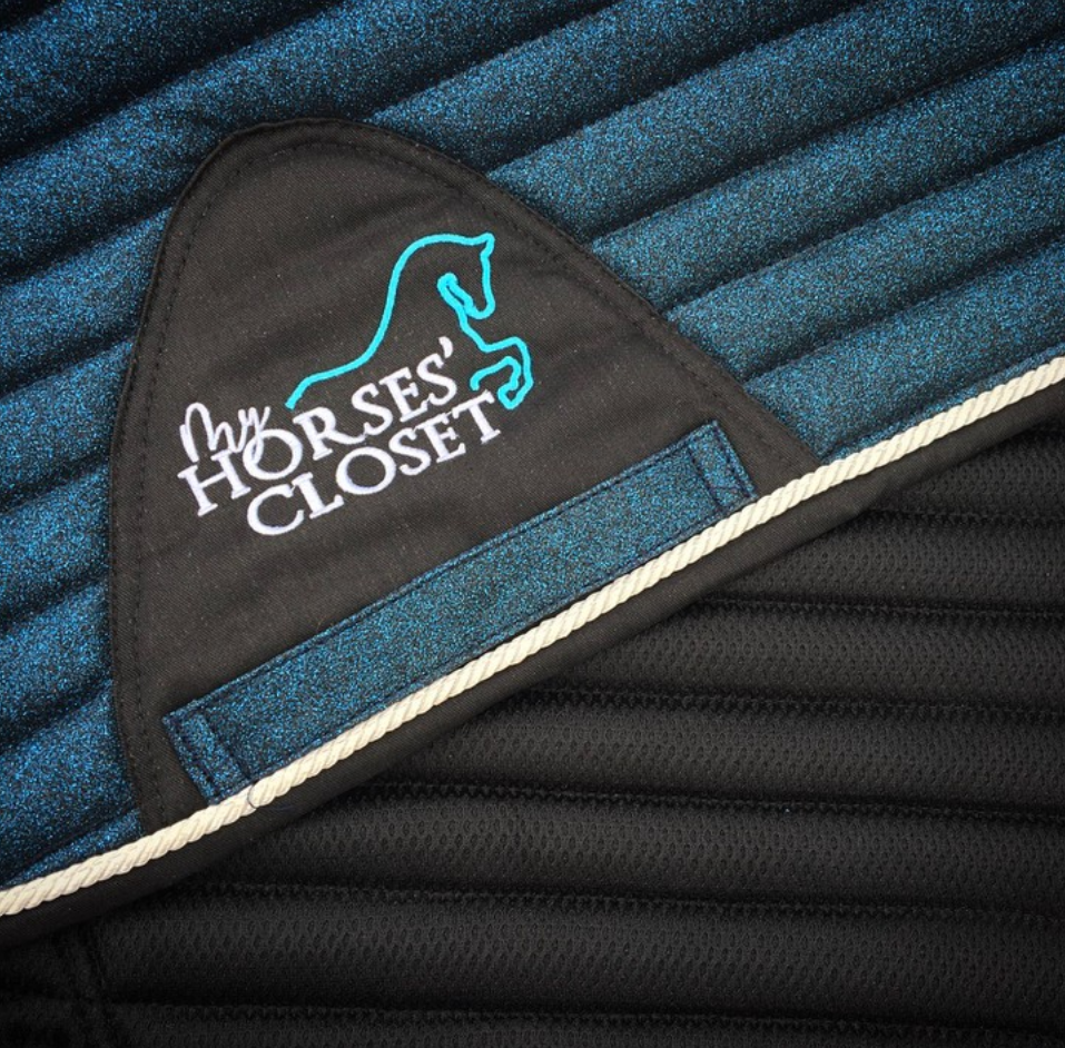 Glitter Mesh Sparkly Dressage Saddle Pad Midnight Blue