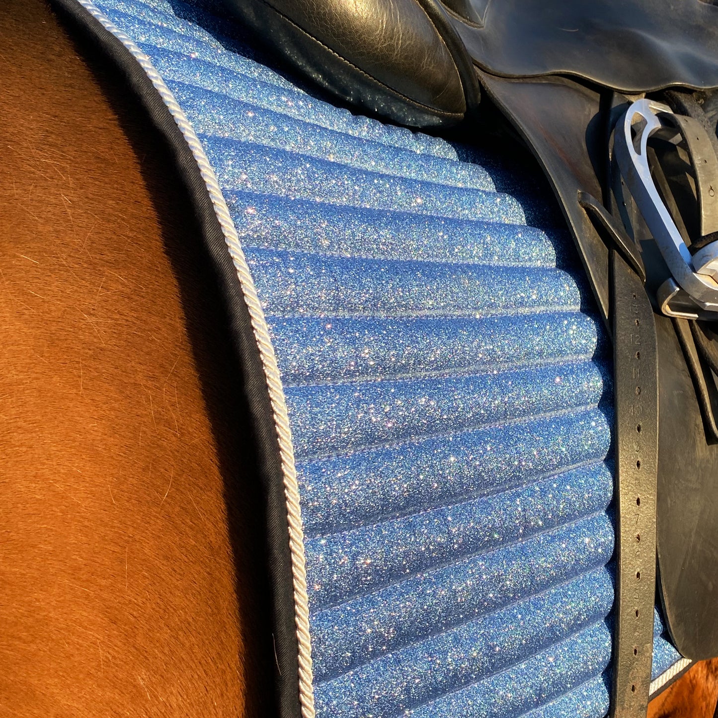 Glitter Mesh Dressage Saddle Pad French Riviera Sky Blue