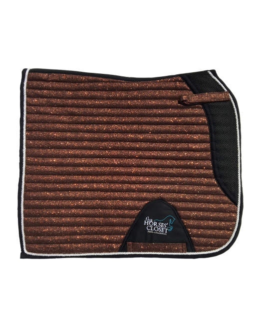 Glitter Mesh Sparkly Dressage Saddle Pad Copper Chocolate Brown