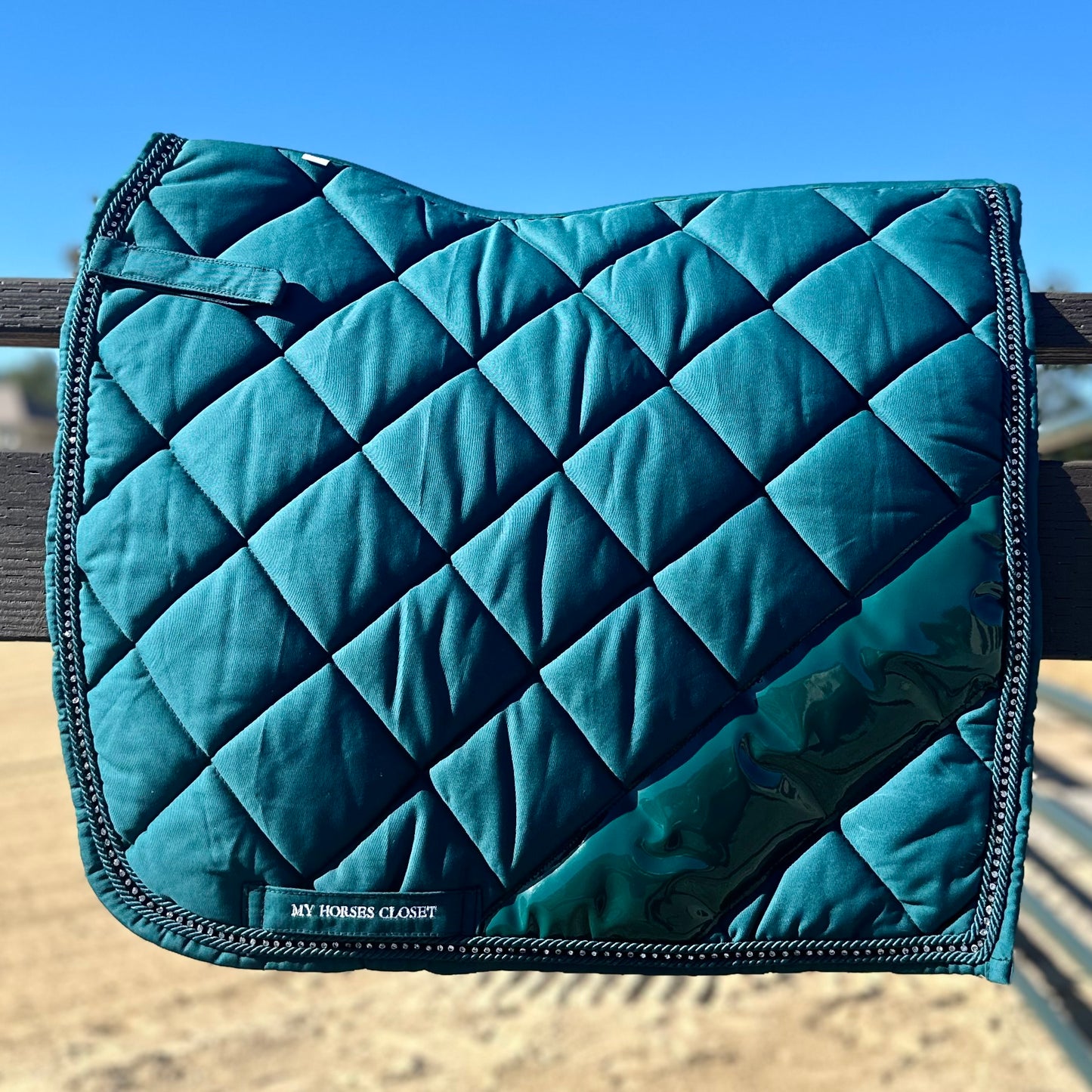 Petrol Blue Green Noble Crystal Dressage Saddle Pad