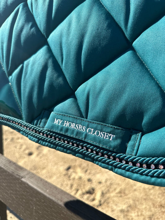 Petrol Blue Green Noble Crystal Dressage Saddle Pad