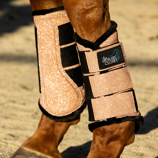 Glitter Sparkly Brushing Dressage Boots Rose Gold