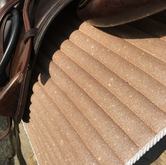 Glitter Mesh Sparkly Jumping Saddle Pad Gold Champagne