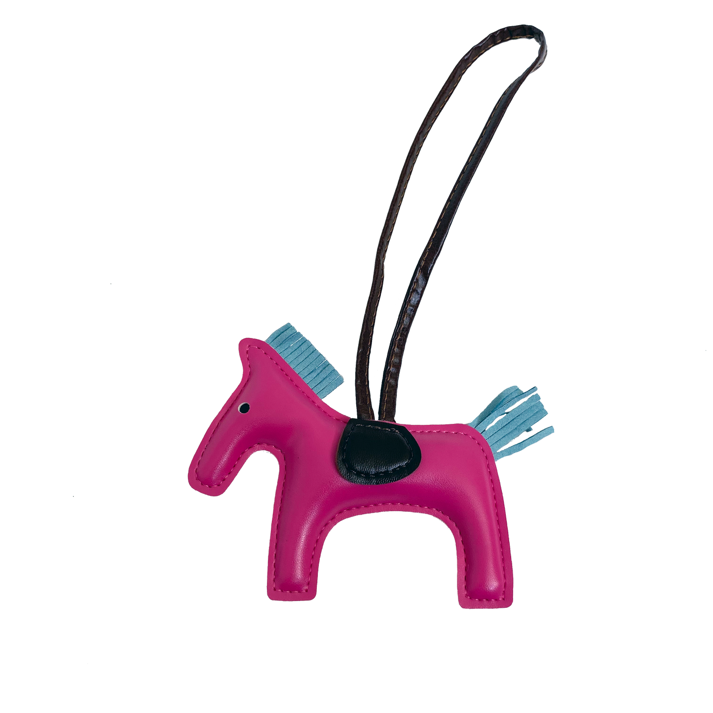 Rodeo Drive Leather Charm Keychain - Hot Pink