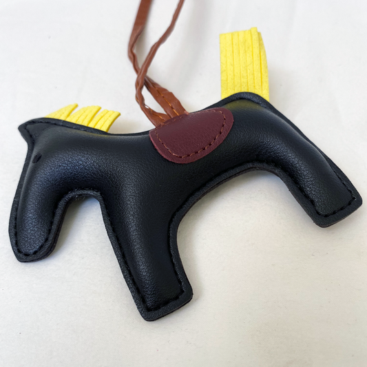 Rodeo Drive Leather Charm Keychain - Black