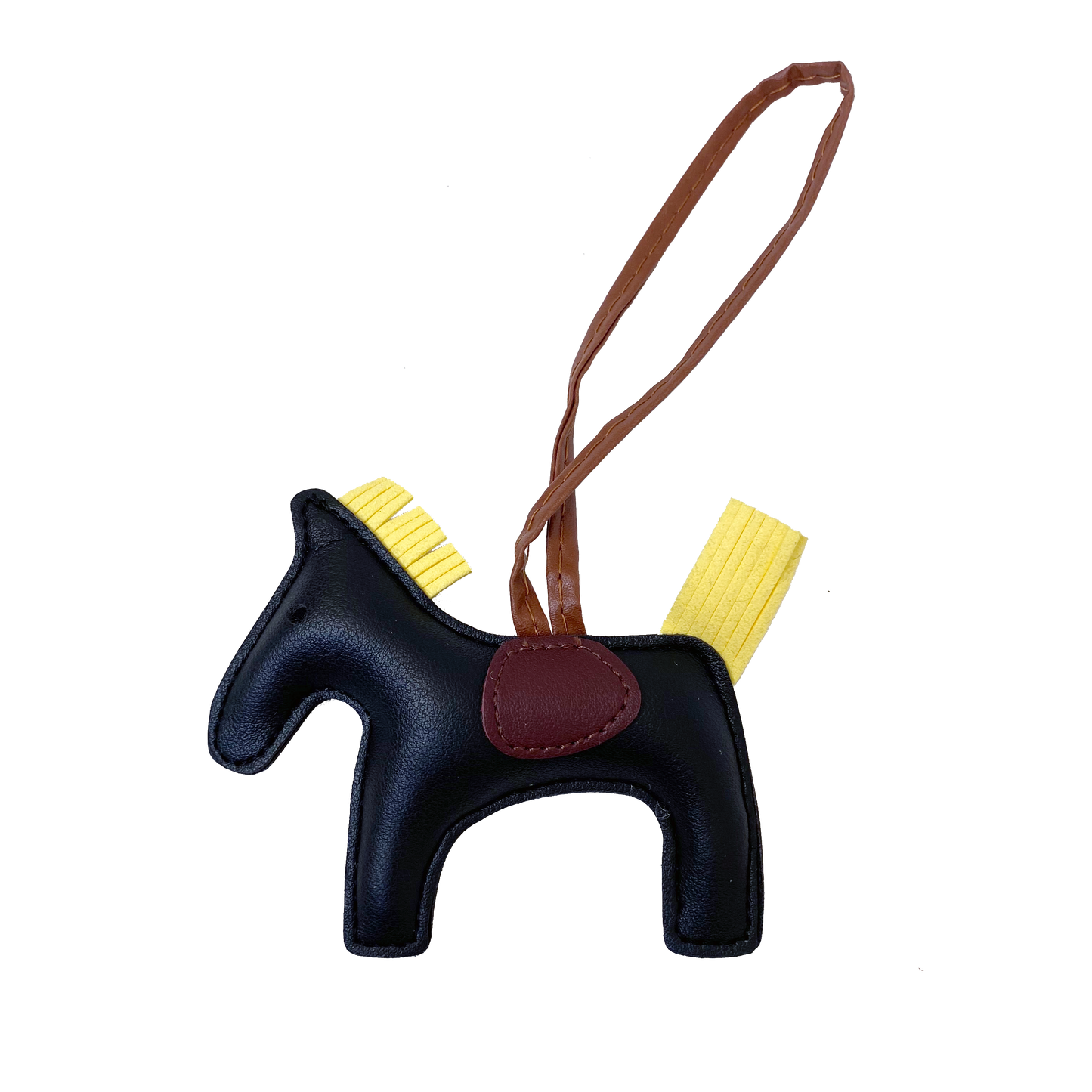 Rodeo Drive Leather Charm Keychain - Black
