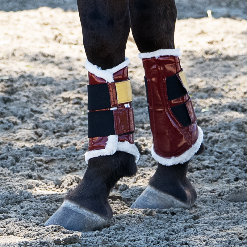 Amboise Ruby Red Vegan Brushing Boots front or hind