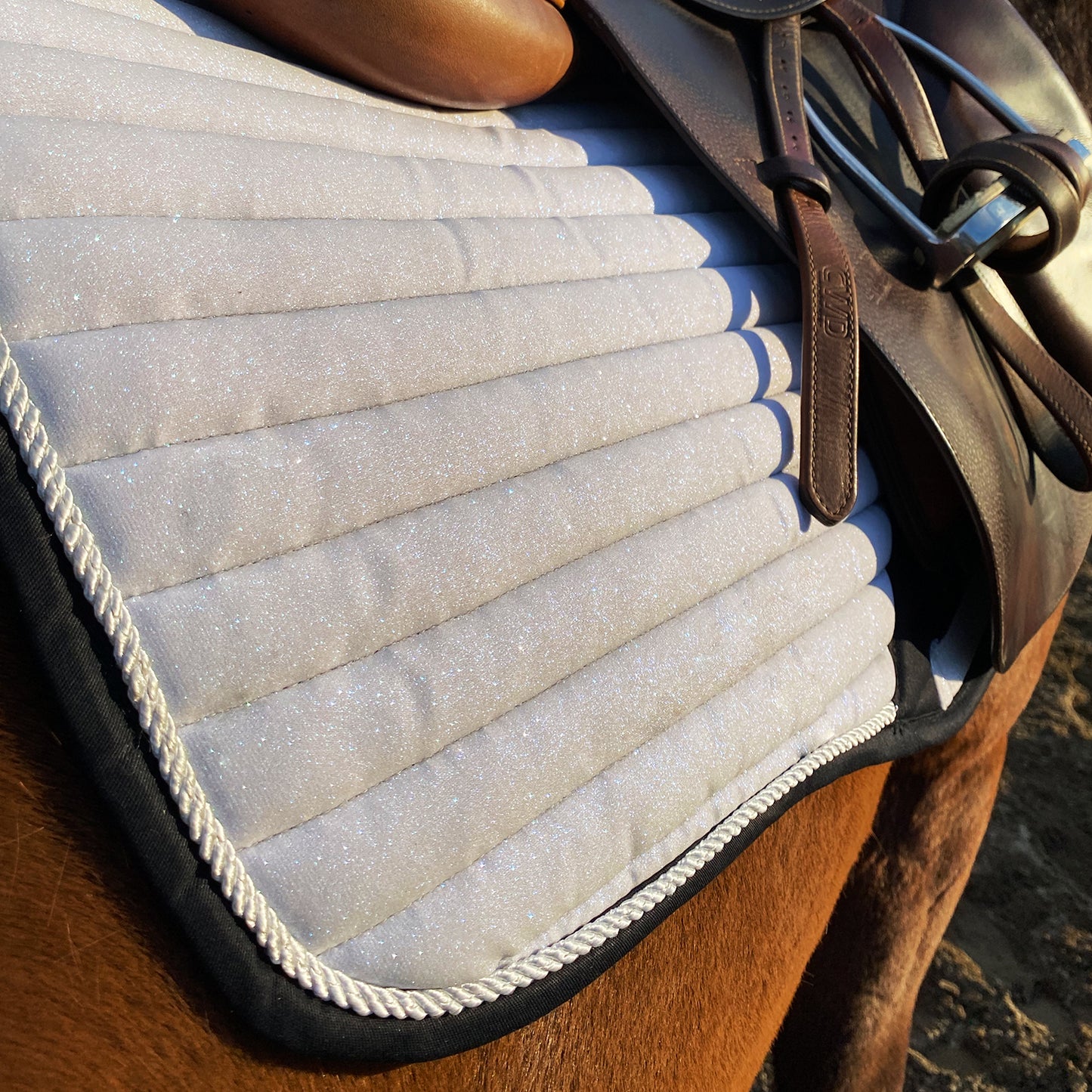 Glitter Sparkly Jumping Saddle Pad White Ice Snow