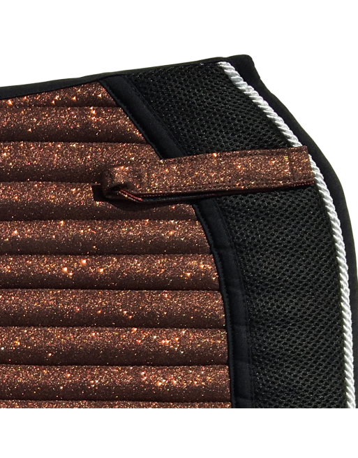 Glitter Mesh Sparkly Jumping Saddle Pad Copper Chocolate Brown