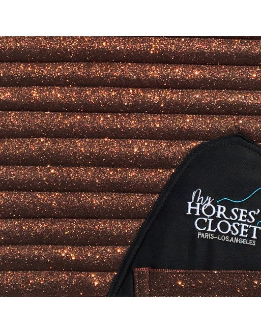 Glitter Mesh Sparkly Jumping Saddle Pad Copper Chocolate Brown