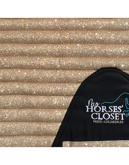 Glitter Mesh Sparkly Jumping Saddle Pad Gold Champagne